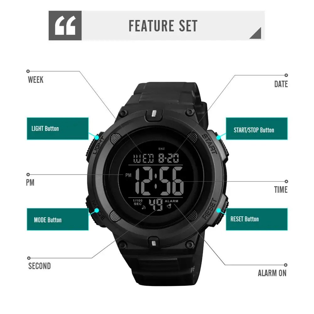 Часы наручные SKMEI мужские электронные водостойкие со светодиодный светильник