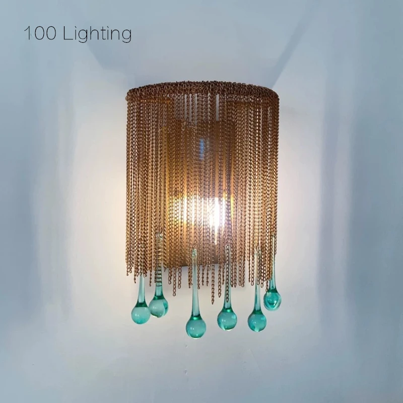 Уникальная синяя Хрустальная медная настенная лампа E27 светодиодный