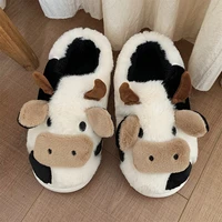 new upgrade cute animal slipper for women girls fashion kawaii fluffy winter warm slippers woman cartoon milk cow house slippers