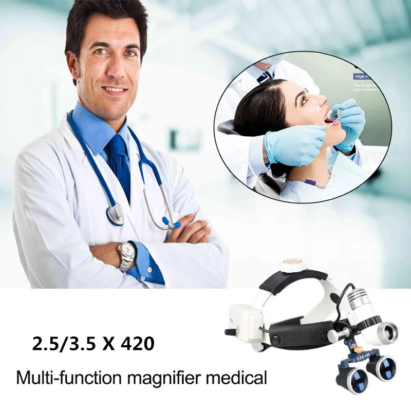 High Quality 2.5/3.5X Medical Loupes Binocular Magnifier+3W LED Dental Headlight Headlamp