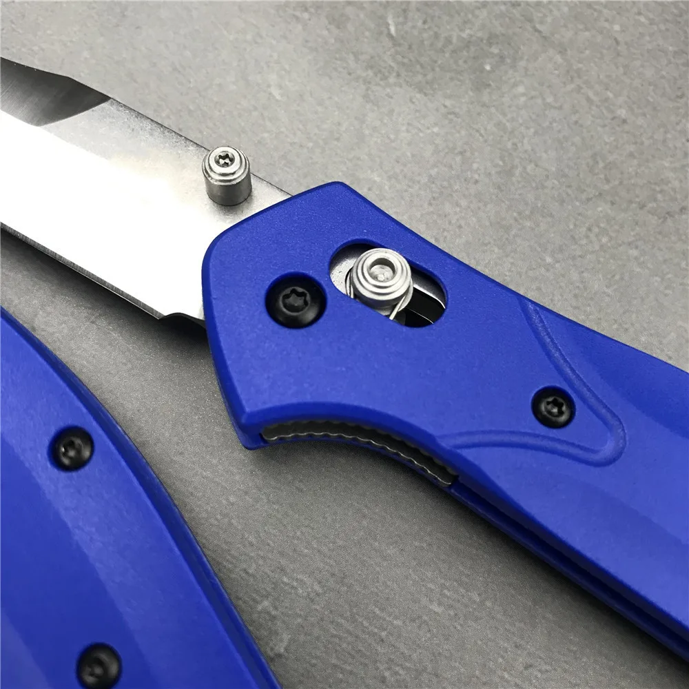 

BM 940 Folding Knife 440C Blade Nylon Glass Fiber Blue Handle Camping Self Defense Knife High Hardness Sharp Hunting Knifes