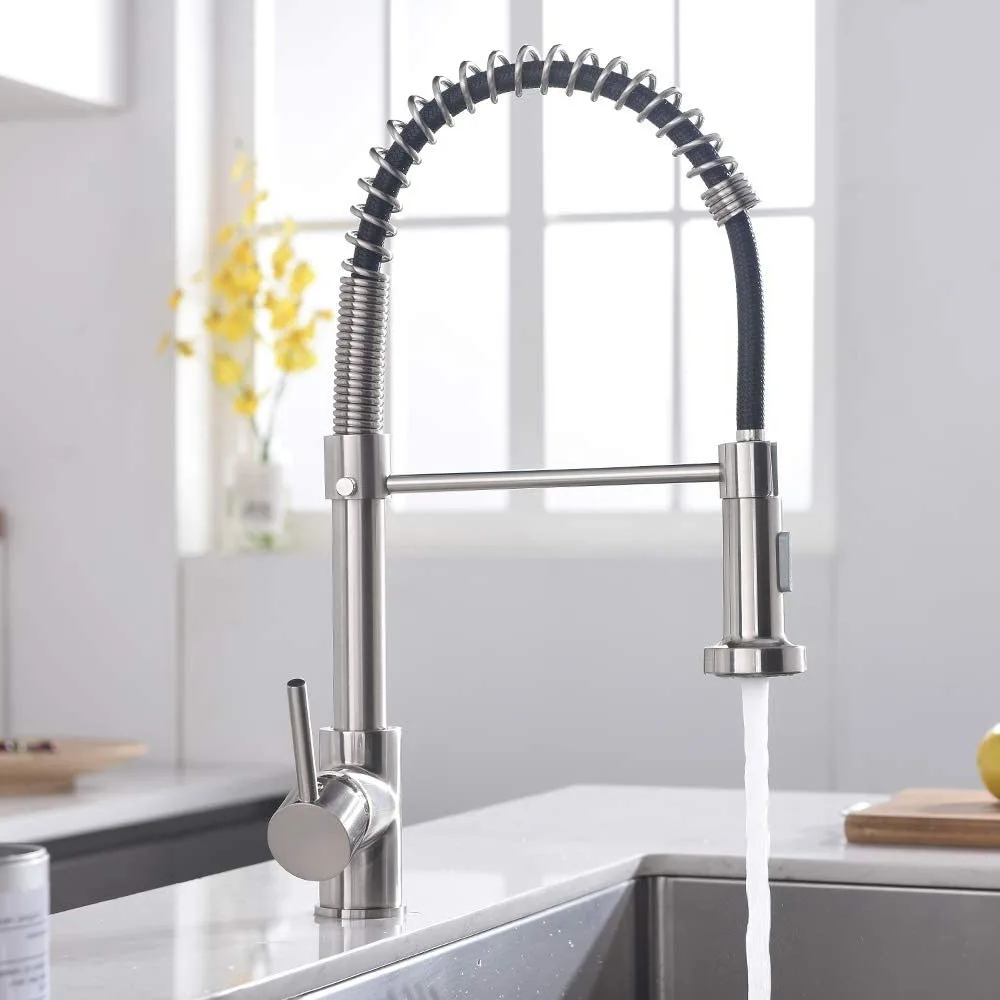 

Deck Mounted Flexible Kitchen Faucets Pull Out Mixer Tap Black Hot Cold Kitchen Faucet Spring Style with Spray Mixers Taps 2021