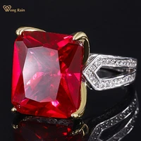 wong rain vintage 925 sterling silver 1214 mm emerald ruby created moissanite gemstone wedding engagement ring fine jewelry