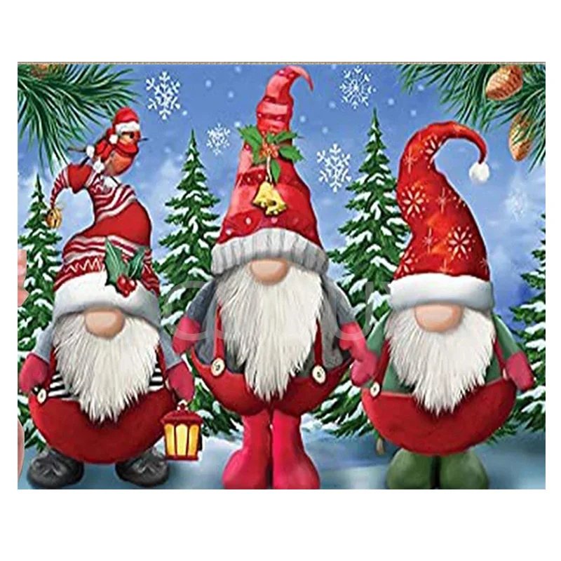 

5D Diy Diamond Painting Cross Stitch Three Santas Full Square Round Diamond Embroidery Home Decor Mosaic Needlework Rhinestones