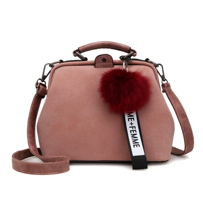 Pink Новое поступление, сумка в виде ракушки, женские кожаные сумки, модные сумки-мессенджеры с помпонами, Bolsa Feminina, сумки на плечо, женская сумка-тоут - Цвет: Pink