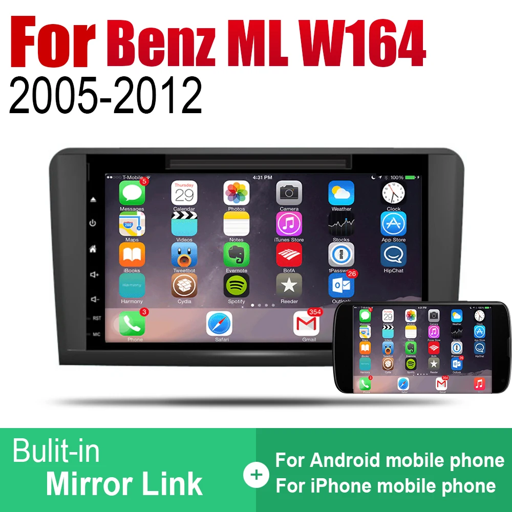 Android 2 Din Авто DVD Радио для Mercedes Benz ML Class W164 2005 ~ 2012 NTG Автомобильный мультимедийный