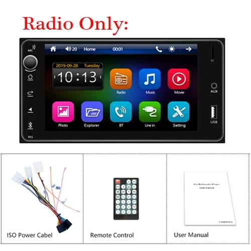 Radio Only AMPrime 2 Din Автомобильная Радио " мультимедиа для Toyota Corolla авто стерео Android/IOS Авторадио MirrorLink Bluetooth USB TF FM камера - Цвет: Radio Only
