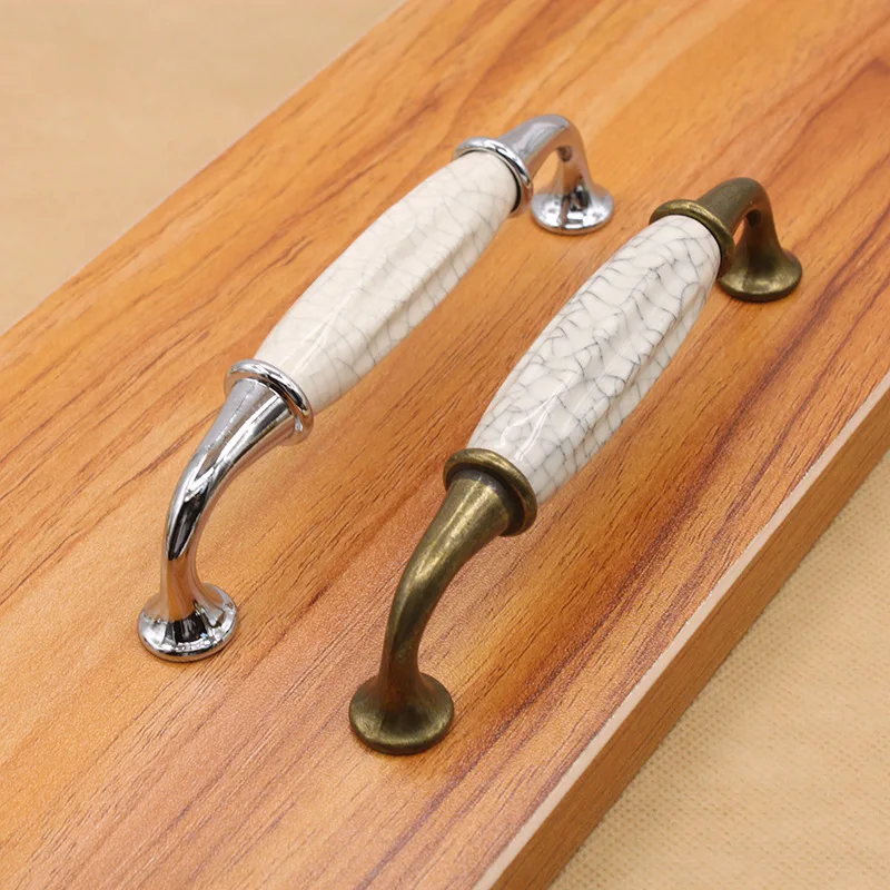 

Ceramics Zinc Alloy European Crack Furniture Handles Handles for Cabinet Drawers Plating Strip Shape Copper Home Improvement
