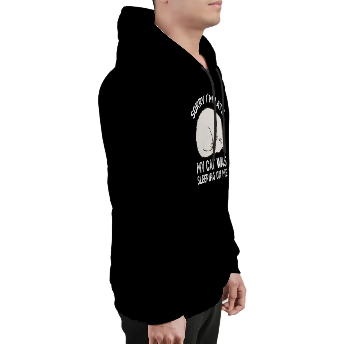 

Men's Hoodie Sorry I'm Late My Cat Was Sleeping SittingEssentials Couples Matching Oversized Hip-Hop Hoody Men Clothing 37275