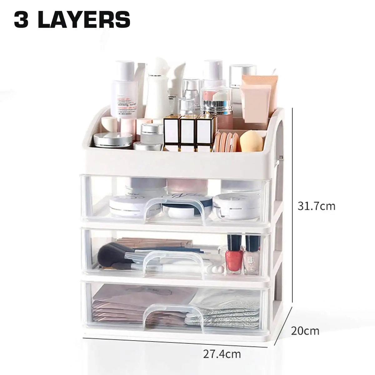 

Large Capacity Cosmetic Storage Box Makeup Drawer Sundries Organizer Makeup Container Desktop Storage Box