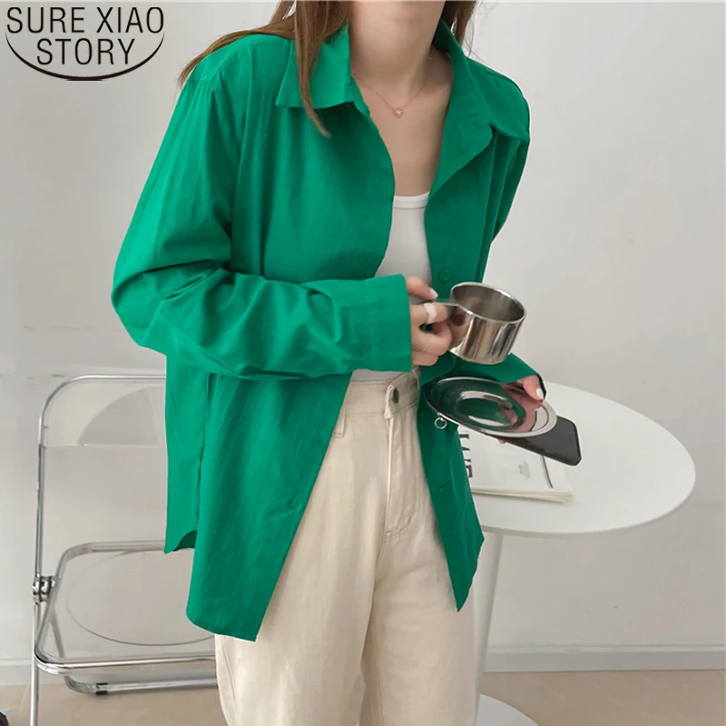 

Винтажная Свободная рубашка в Корейском стиле, Осенние Топы, Весенняя хлопковая Офисная Женская блузка с длинным рукавом, подходящая ко все...