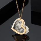 Индивидуальная гравировка ожерелье с фото Персонализированная подвеска в форме сердца семейный подарок ювелирные изделия из нержавеющей стали ожерелья для женщин