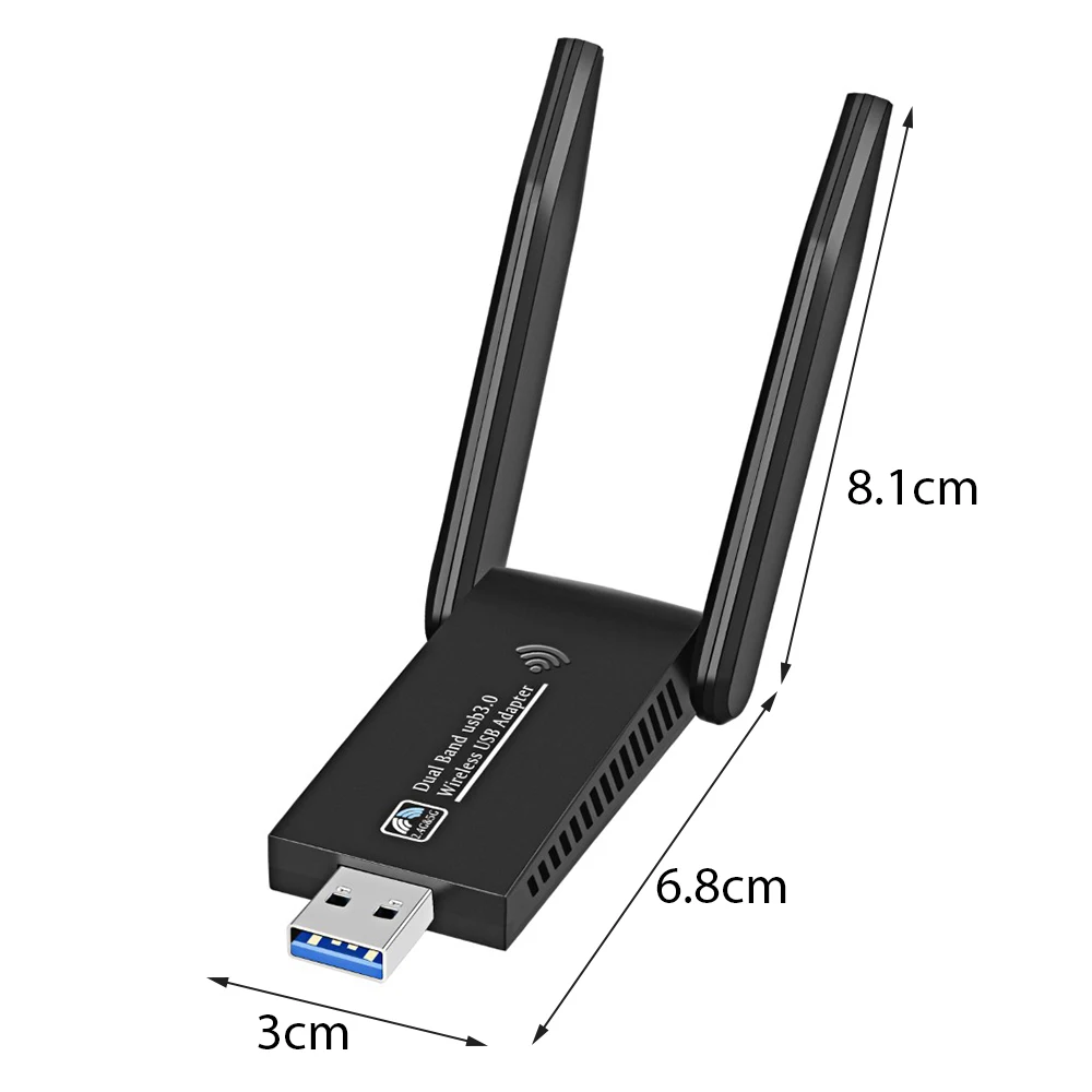 

USB 3.0 Wifi Adapter 1300Mbps Dual Band Antenna 2.4G 5.8G Free Drive Ethernet Network Card Wireless Wifi Receiver For PC Laptop