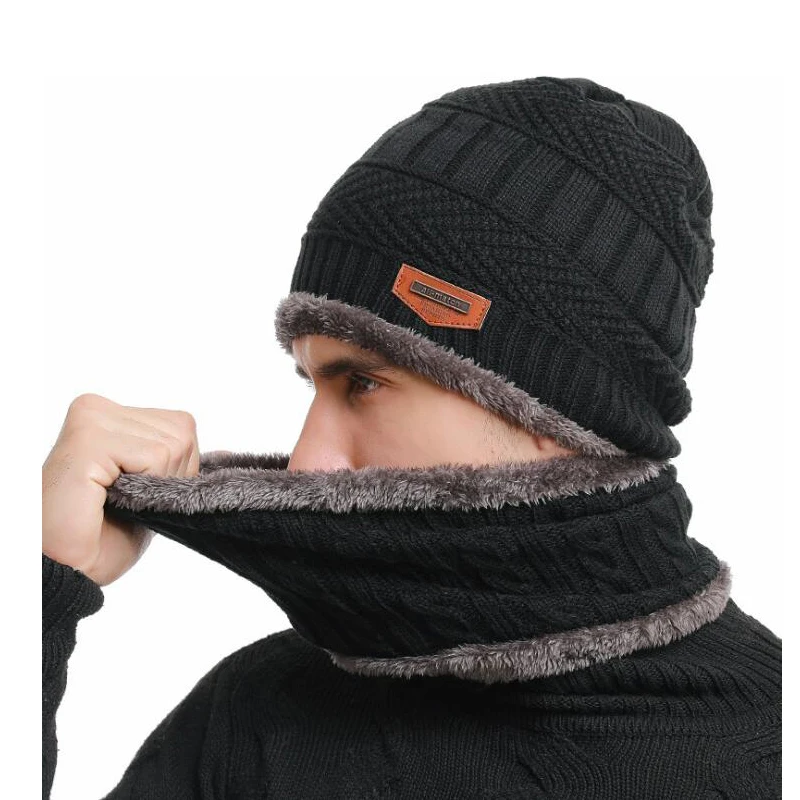Теплая зимняя шапка для шеи теплые зимние шапочки мужчин и женщин шерстяной шарф