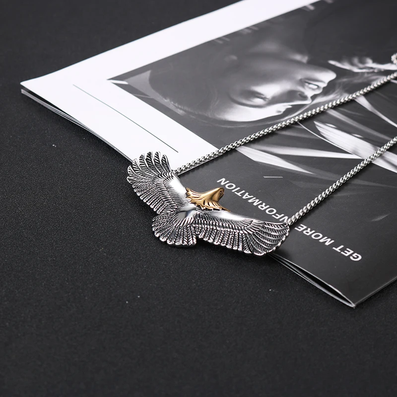 Посеребренная нержавеющая сталь Орел ястреб мужское ожерелье подвеска животное