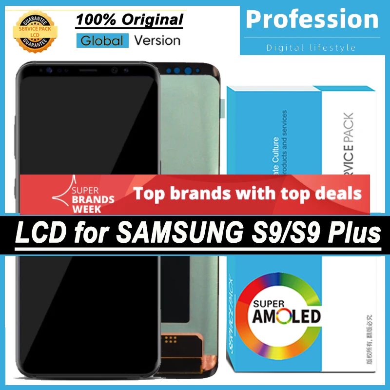 Pantalla AMOLED Original probada para Samsung Galaxy S9, G960, G960F, S9 +, S9 Plus, G965, G965F, piezas de reparaci&oacute;n de digitalizador de pantalla t&aacute;ctil LCD-0