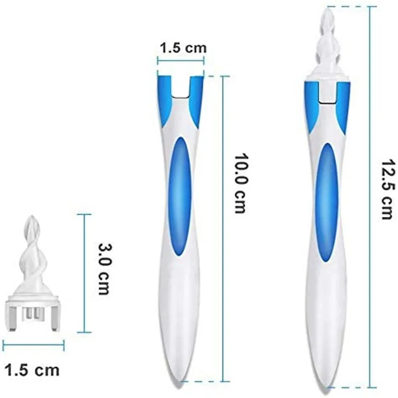 Limpiador de o&iacute;dos para hombre y mujer, herramienta de extracci&oacute;n de cera de los o&iacute;dos con kit de limpieza, incluye bastoncillos de algod&oacute;n en espiral suave-2