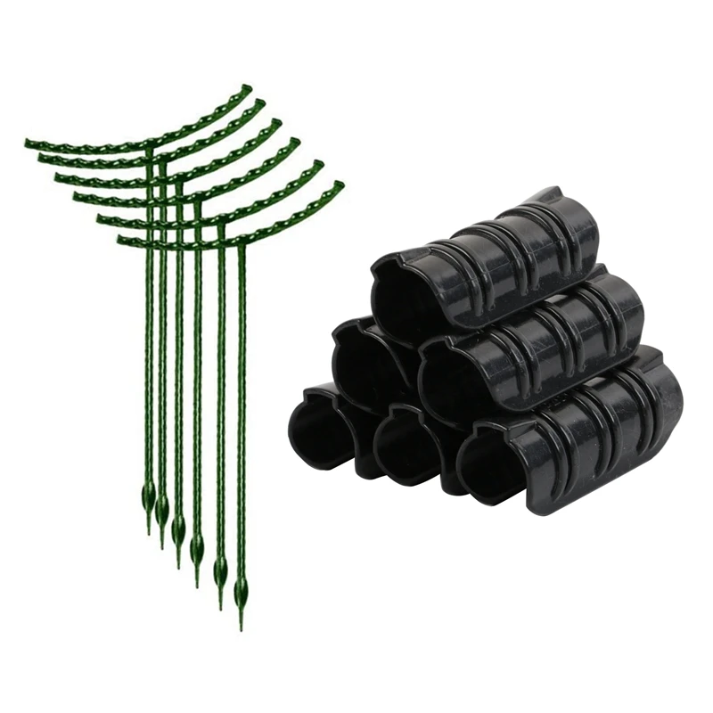 

8PC Plant Support Pile,L & 100Pcs Greenhouse Frame Pipe Tube And Film Shade Sails Clip Clamp
