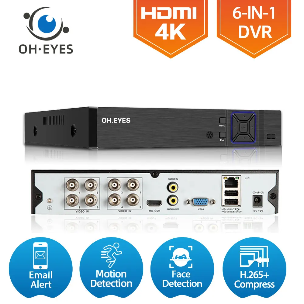 AHD 4K 8CH CCTV DVR рекордер 6 в 1 Гибридный NVR система безопасности 8MP XMEYE аналоговый