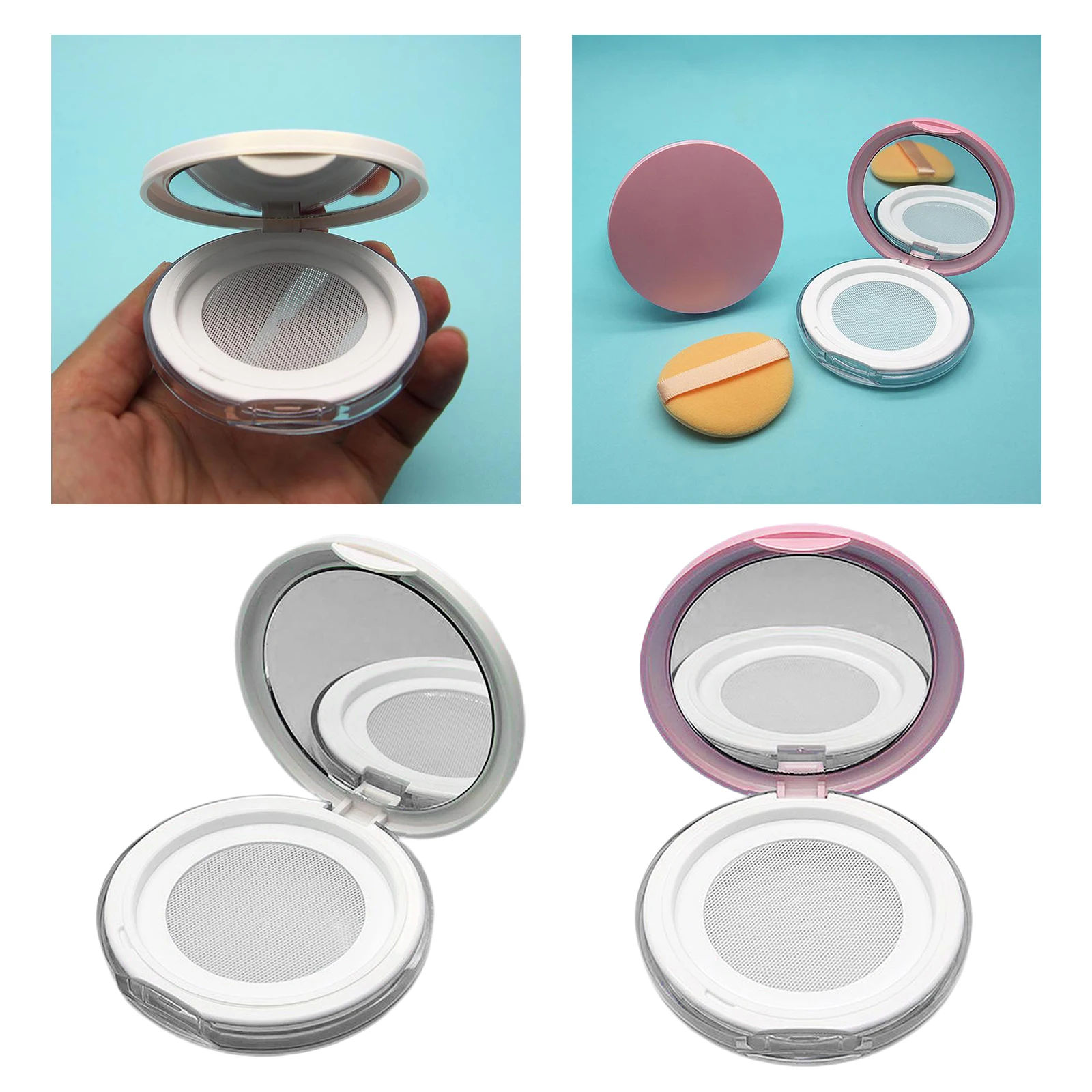 

0.1 oz Plastic Loose Powder Compact Container Empty Powder Case with Mirror