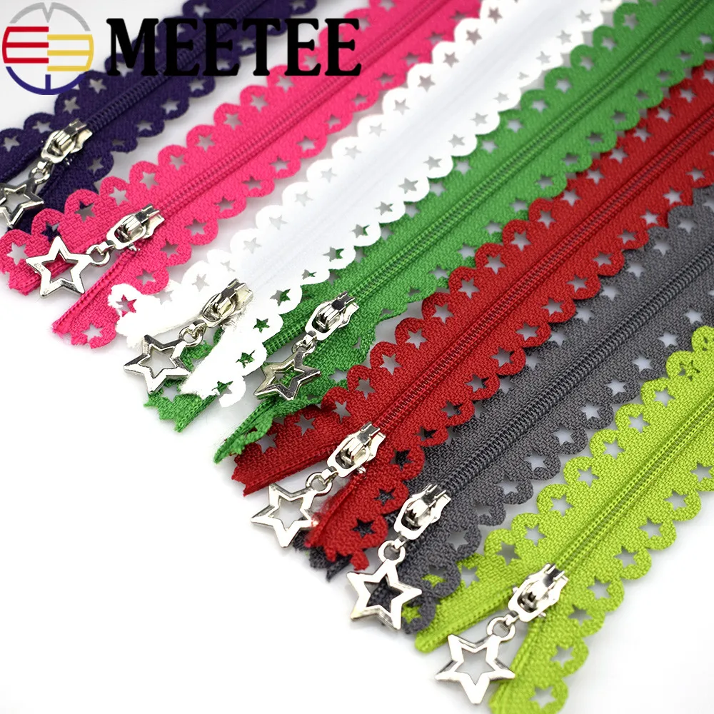 Meetee 20pcs 3# Close-end Nylon Zippers Star Lace 25cm Multi-color Zipper Garment Diy Sewing Bag Purse Wallrt Zip A1-3 | Дом и сад