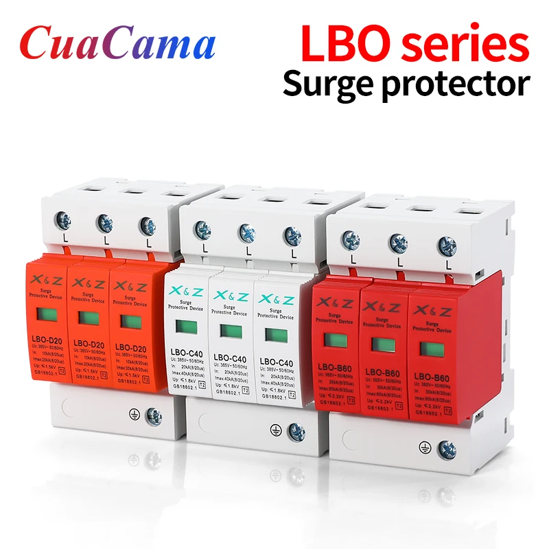 

1Pcs SPD 3P Surge Protector Low Voltage AC Distribution Household Lightning Protection Device Arrester Power Switch Module LBO
