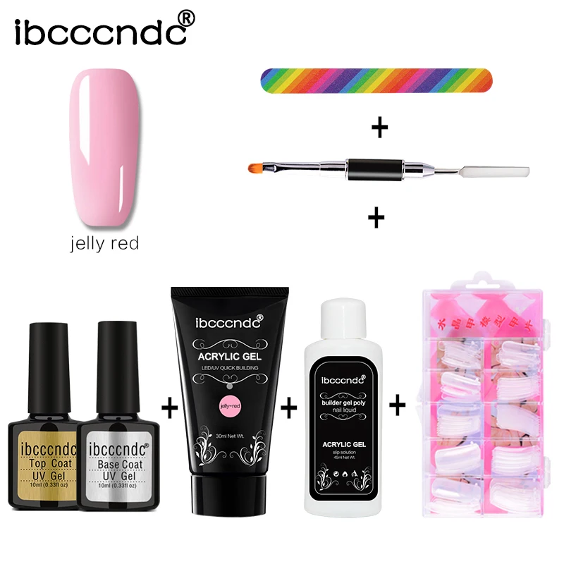 

30ml UV LED Builder Gel Poly nails Gel Set Quick Building Finger Extension Camouflage Base Top Coat Nail Art Tips Brush Tool Kit