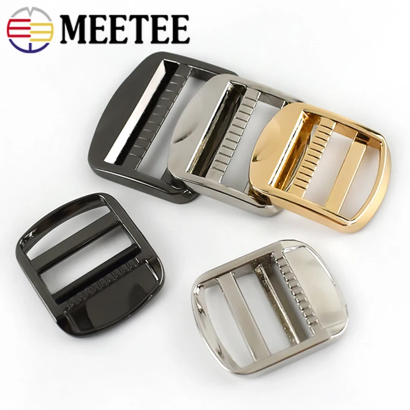 

Meetee 4/10pcs 19/25/32/38mm Metal Bag Strap Adjustment Buckle Tri-Glide Hook Clasp DIY Backpack Strap Adjust Webbing Buckles