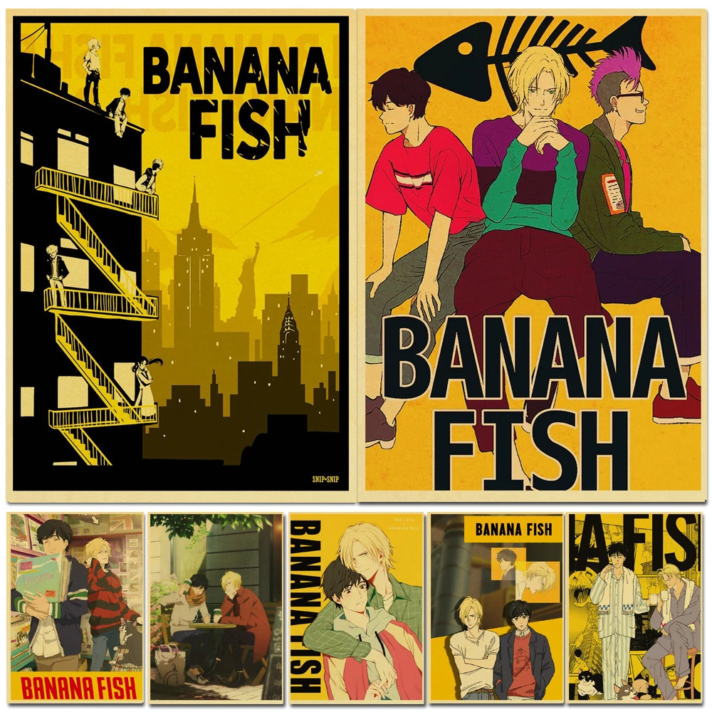 

Calssic Anime Wall Art Canvas Painting Wall Pictures for Home Children Bedroom Wall Decor Banana Fish Retro Prints Nordic Poster
