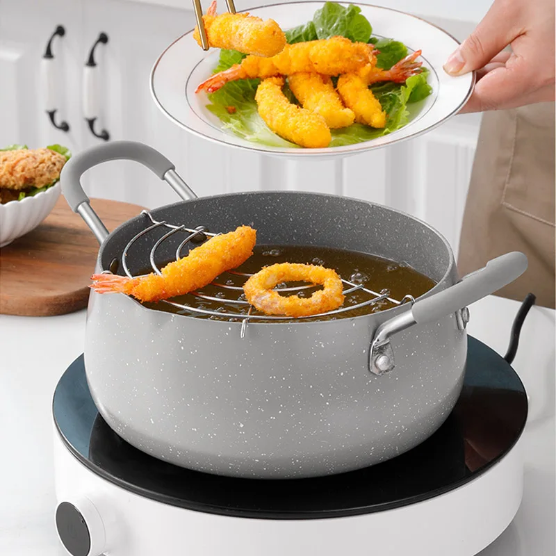 

Japanese Tempura Fryer Household Small Fryer Gas Induction Cooker General Fuel-saving Non-stick Flat Bottom Mini Iron Pan