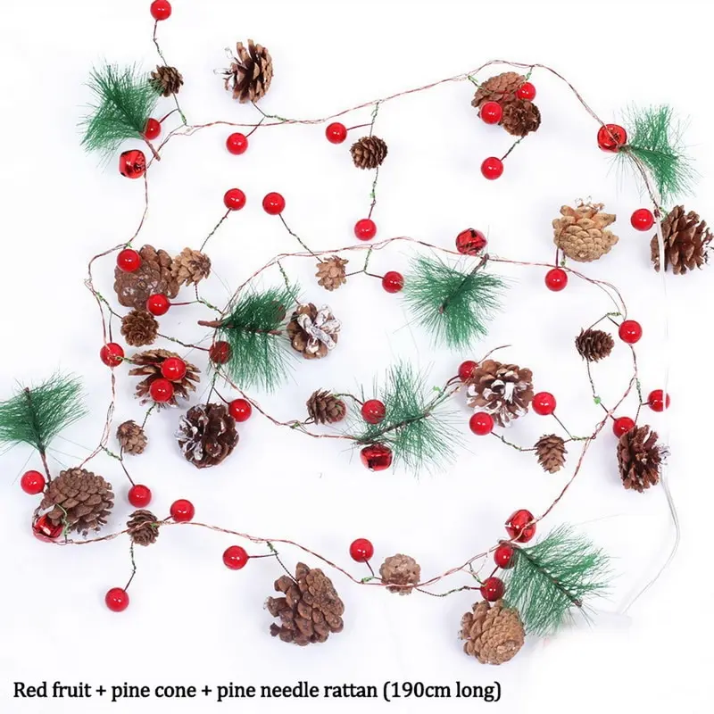 Рождественская гирлянда Pinecone Redberry с огнями Сказочная подходящая для