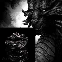 retro titanium steel dragon claw open ring rock punk exaggerated antique silver mens and womens animal jewelry