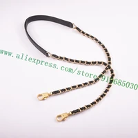 top grade black leather golden metal chain shoulder strap for designer women handbag lady bag parts replacement 4 size option