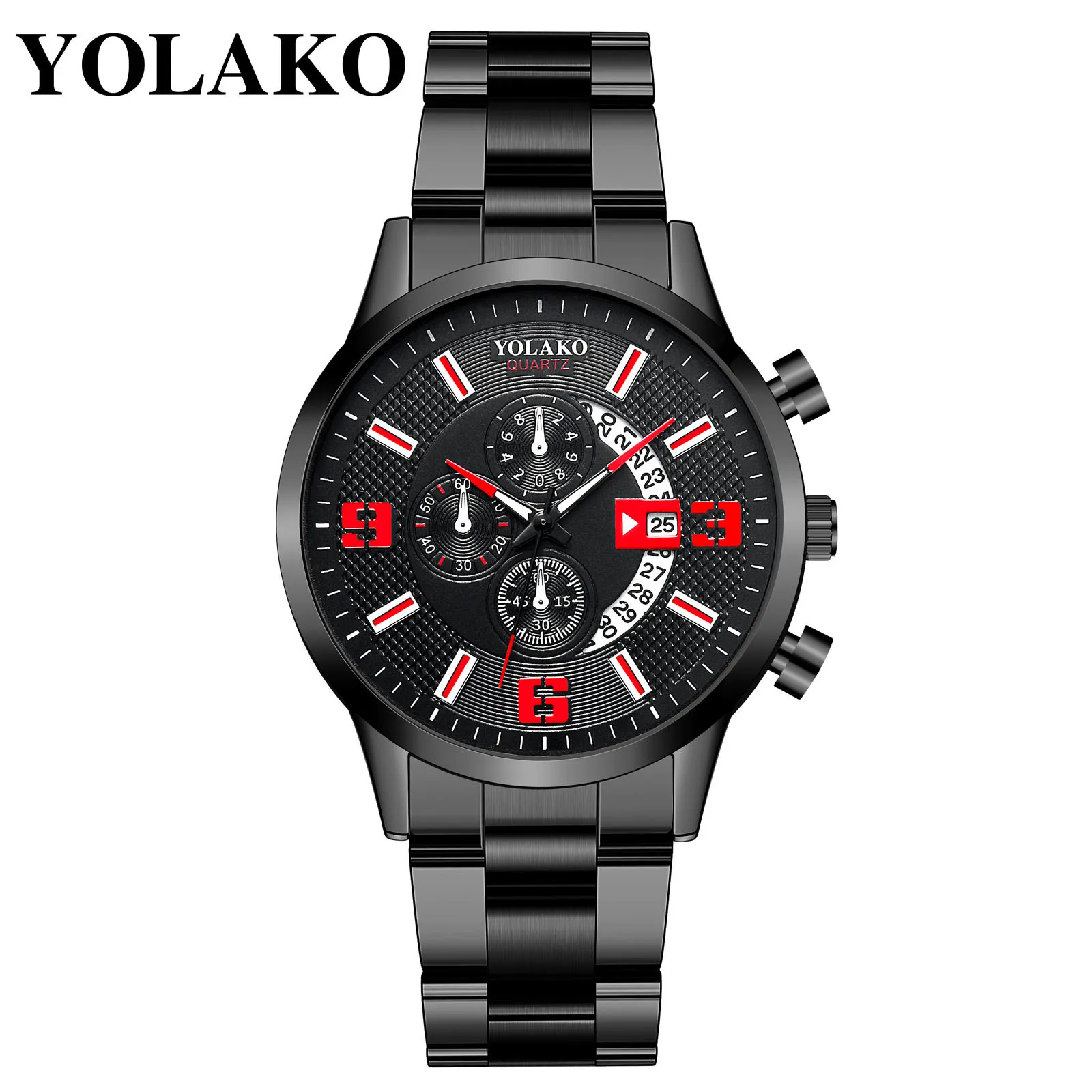 

relógio masculino watches mens 2021 YOLAKO Men's Casual Fashion Quartz Stainless Steel Strap Watch Analog Watch relógios