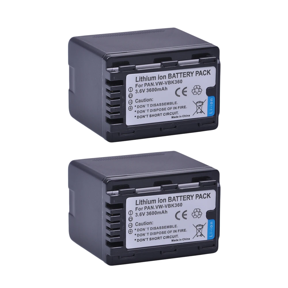 2Pc VW VBK360 3600mAh аккумулятор для Panasonic HC V10 V100 V100M V500|Цифровые аккумуляторы| |