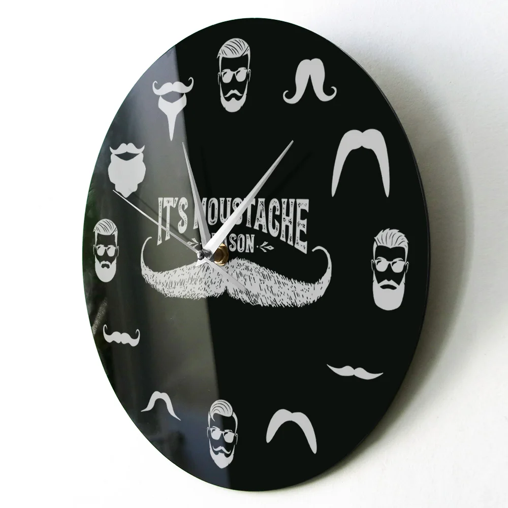 Забавные настенные часы Hipster для мужчин бороды и усов парикмахерские
