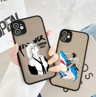 fashion anime chainsaw man cellphone bumper clear matte pc back phone case for iphone 11 12 13 pro xsmax 6 6s 7 8 plus x xr case