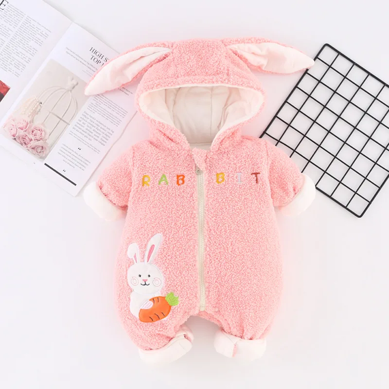 

Newborn baby clothes for autumn and winter wear Teddy lamb plush warmth and thick quilted baby onesies