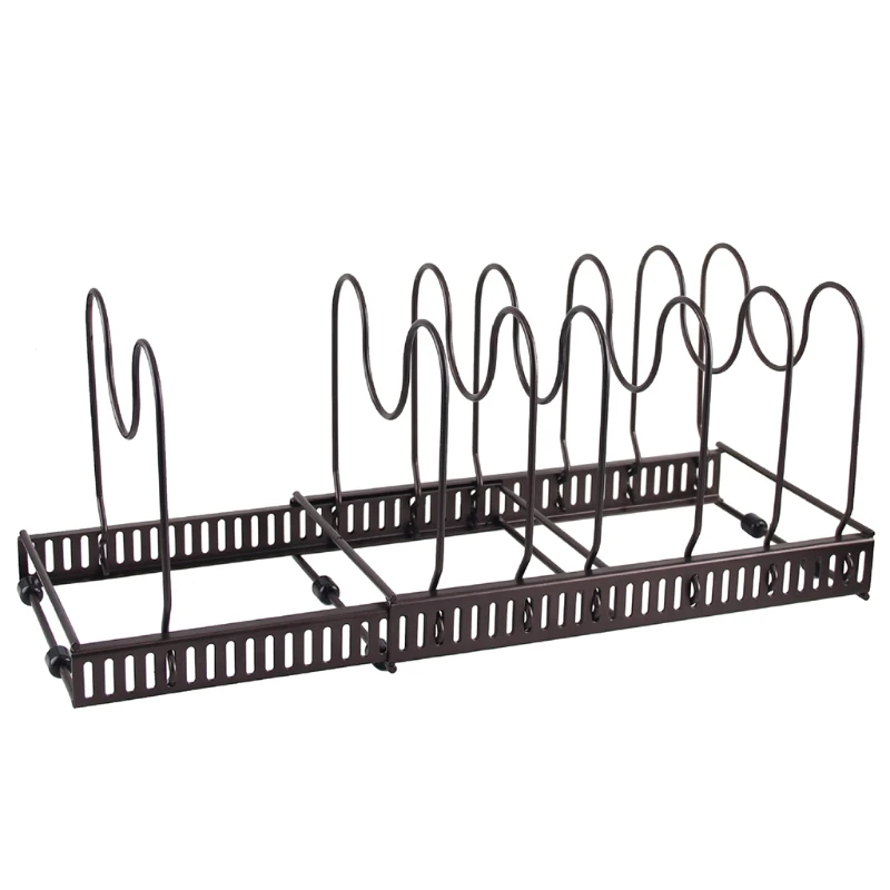

Adjustable Pot Rack 7 Dividers Expandable Pot Holder with Non-slip Silicone Pad