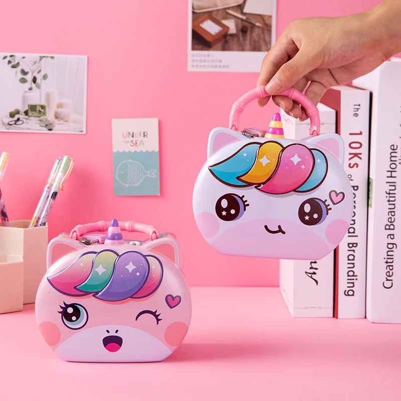 

Cartoon Unicorn Piggy Bank Money Box Tinplate Saving Bank Best Gift for Children Money Saving Banks Gift With Lock