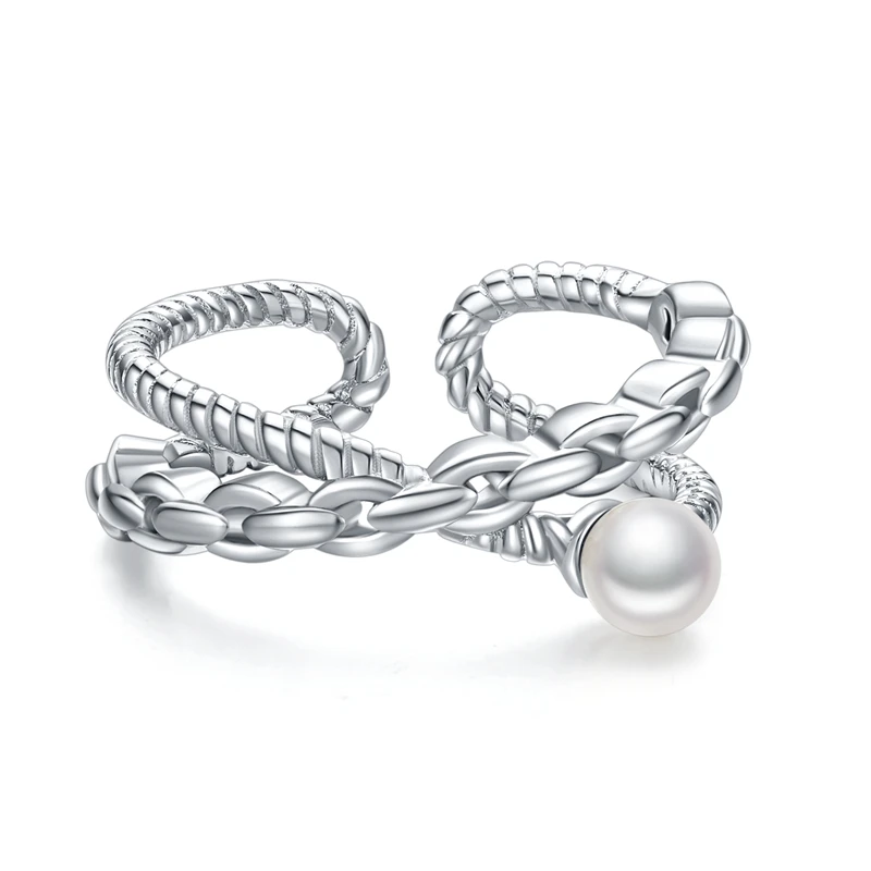 SODROV Adjustable Engagement Wedding 925 Sterling Silver Pearls Ring Jewelry For Women