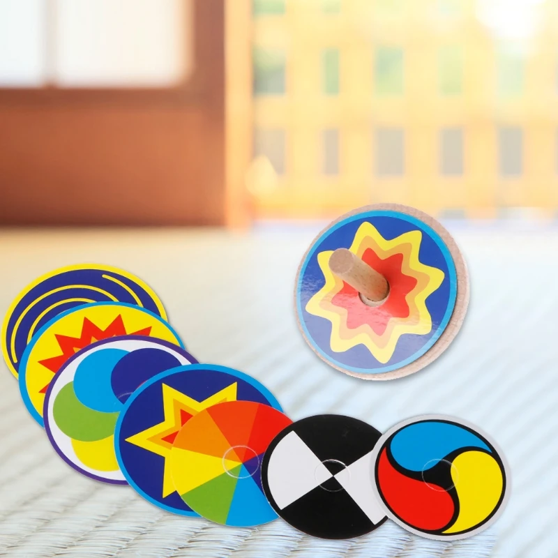 

Vintage Kids Toy Solid Wood Gyroscope Classic Game Paper Cover