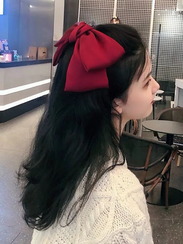 Женская двухслойная Заколка-пряжка с бантом мягкая шелковая атласная заколка