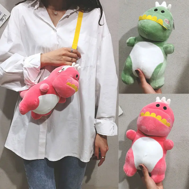 Kawaii женская сумка через плечо плюшевая с динозавром миниатюрная милые сумки для