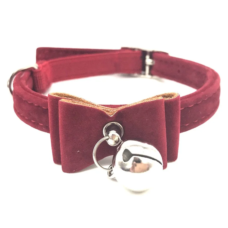 

Bell-shaped Cat Collar Puppy Dog Safety Elastic Adjustable Strap and Bell PU Flocking Pet Collar Dogs Accessoires