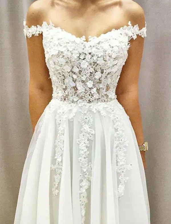 

Vestidos De Novia Hot New Arrivals Flowers Wedding Dresses V Neck Belt Lace Boho Bridal Gowns Wedding Dresses