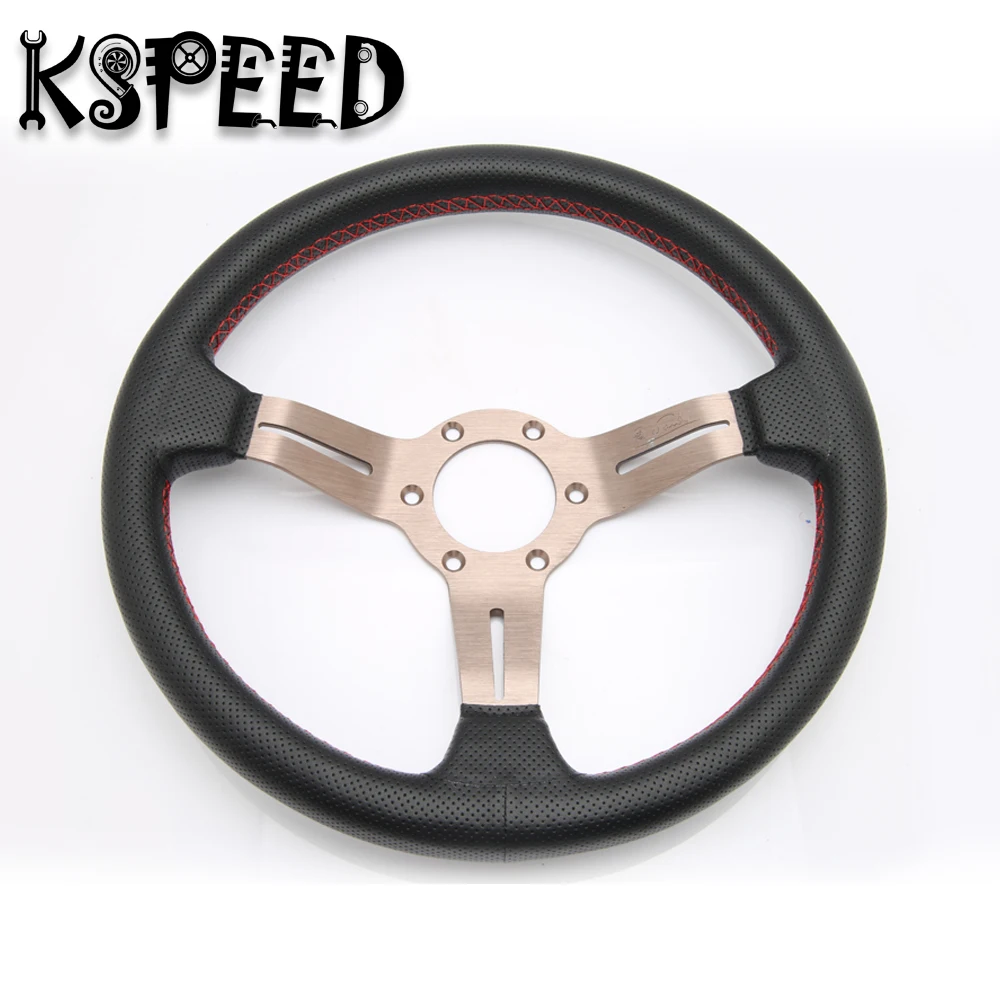 Автомобильное глубокое блюдо Кукуруза плоский руль 330 мм 13 дюймов Кожа гоночный с