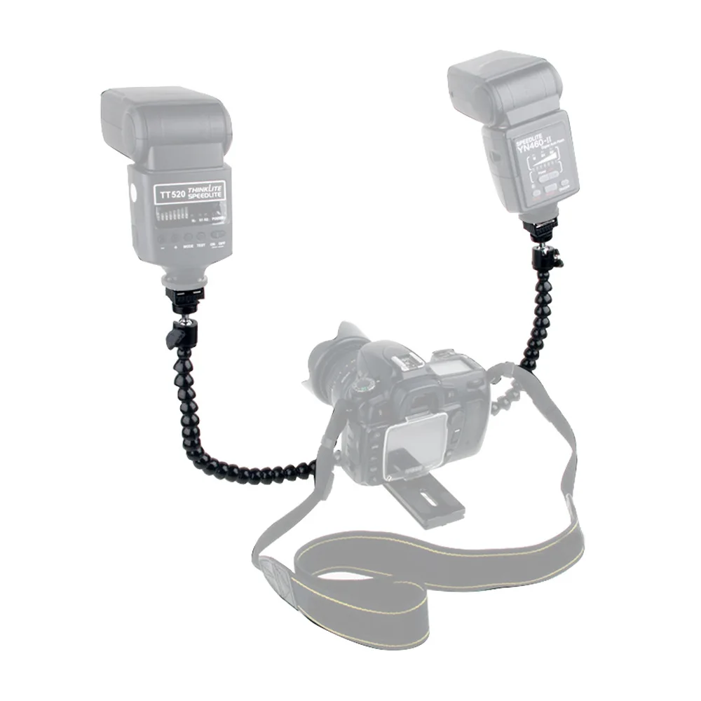 HDRIG Гибкий двойной магический Кронштейн для вспышки Горячий башмак держатель