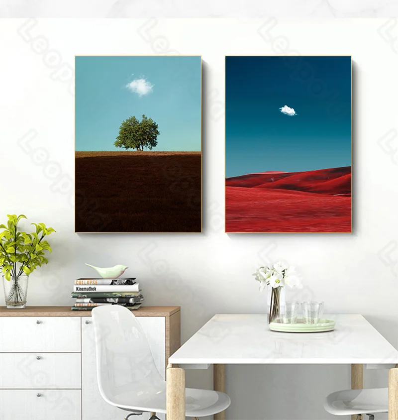 

Landscape Brief Type Red Desert and Cloud Wall Painting Posters and Murals In Nordic Style for Living Room and Decoration