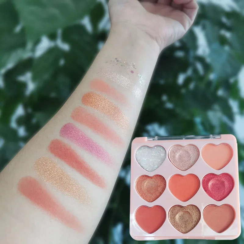 

New 9 Color Heart-shaped Eyeshadow Palette Glitter Matte Eyeshadow Powder Eye Makeup Cosmetic Easy to Carry